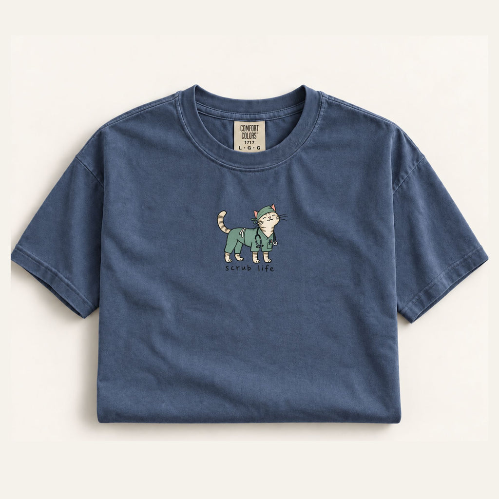 Scrub Life™ Cat Tee Denim