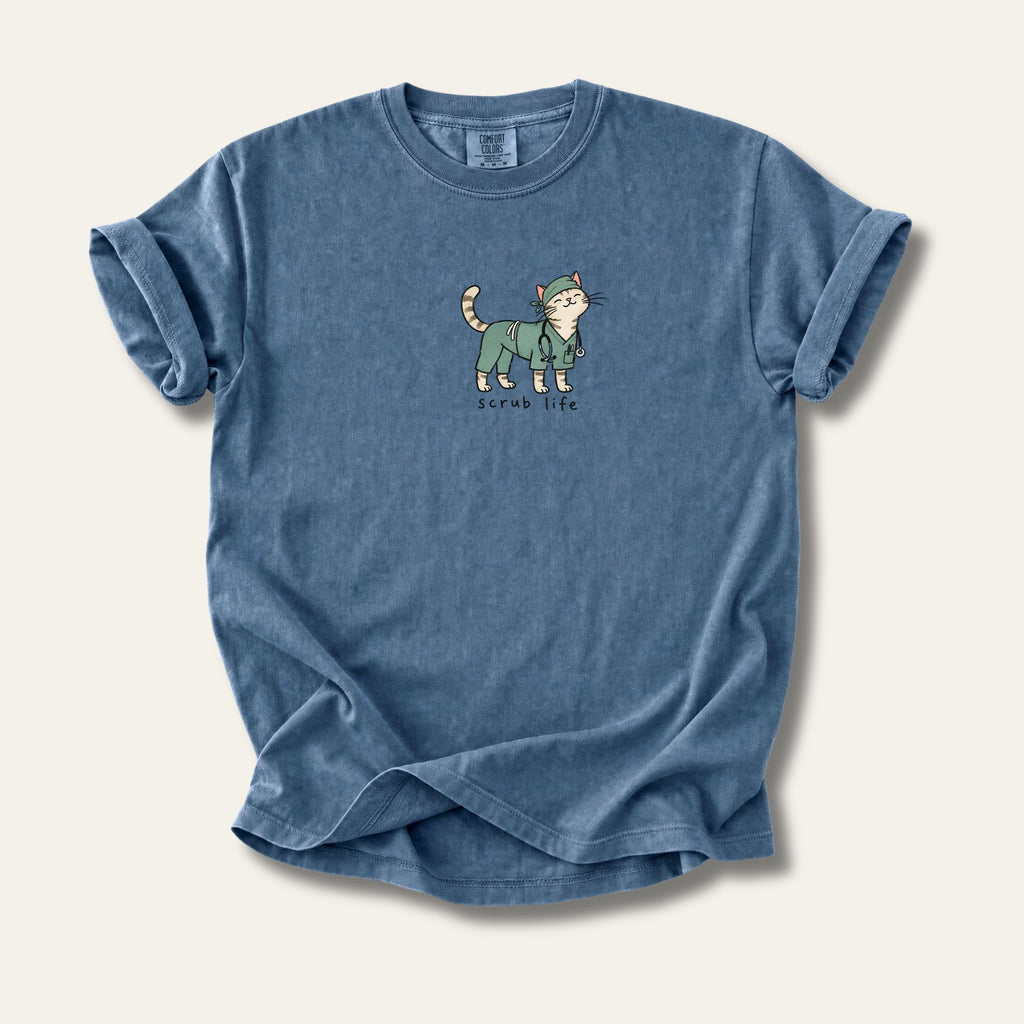 Scrub Life™ Cat Tee Denim
