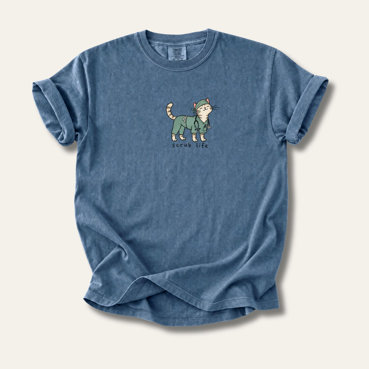 Scrub Life™ Cat Tee Denim